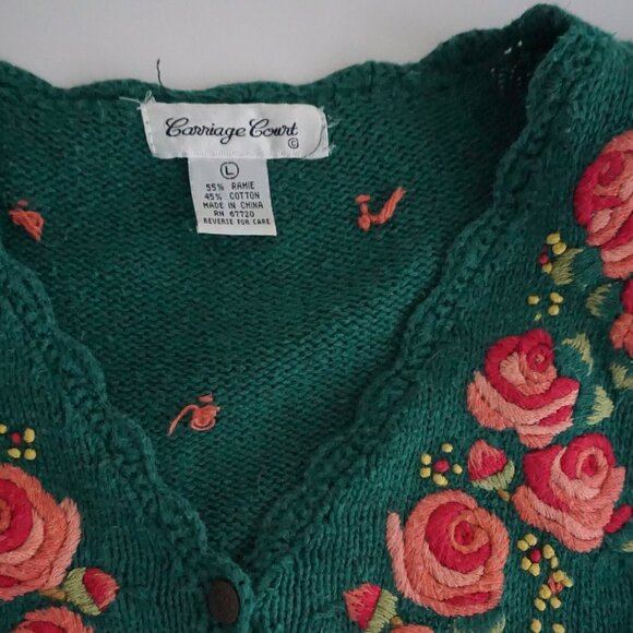 Floral Embroidered Green Cardigan - Picture 9 of 9